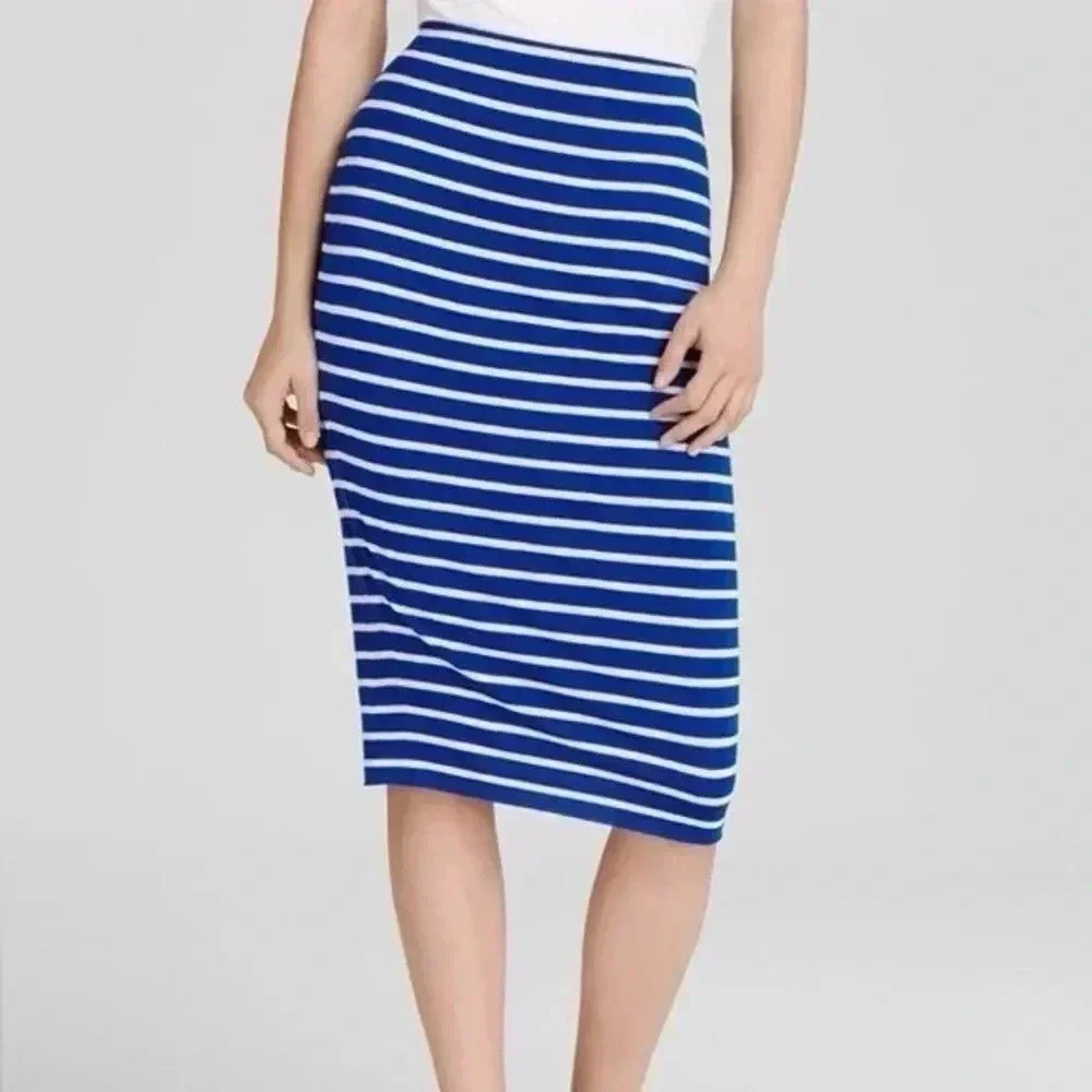 Bailey 44 Blue & White Stripe Classic Chic Pencil Skirt Size Medium M